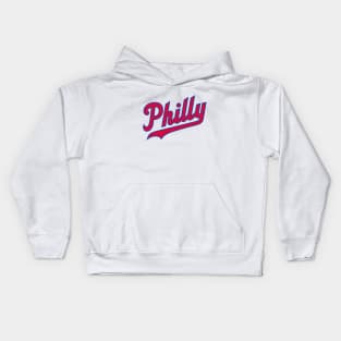 Philly Script - White/Red Kids Hoodie